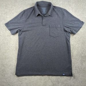 LL Bean Polo Shirt Mens Large Reg Slightly Fitted Gray Pima Cotton Coolmax Blend